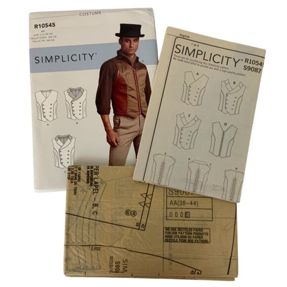 Simplicity R10545 Mens Costume Sewing Pattern Corset Vests Sizes 38-44 2020 - Picture 3 of 3